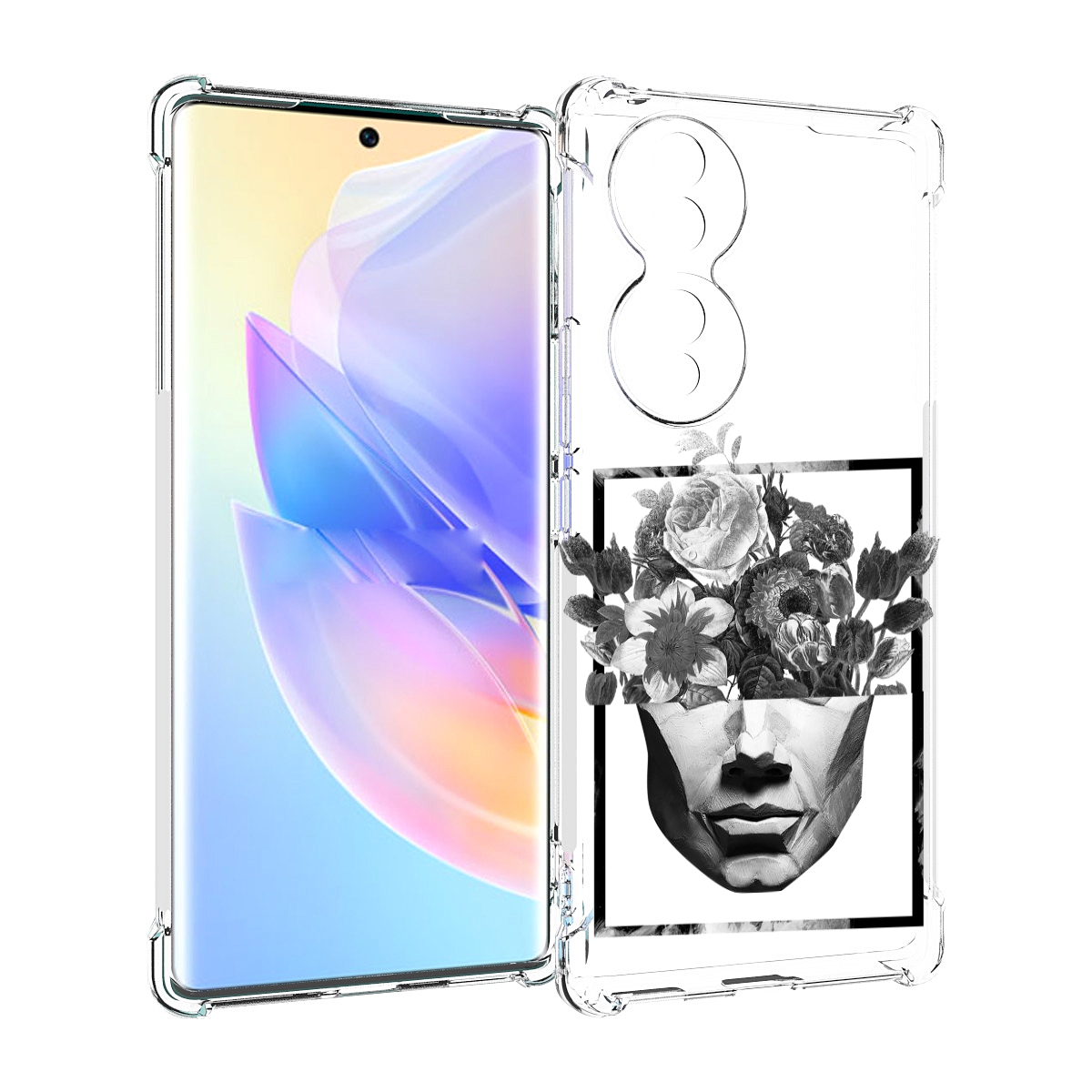 

Чехол MyPads черно белая ваза в абстракции для Honor 70, Прозрачный, Tocco