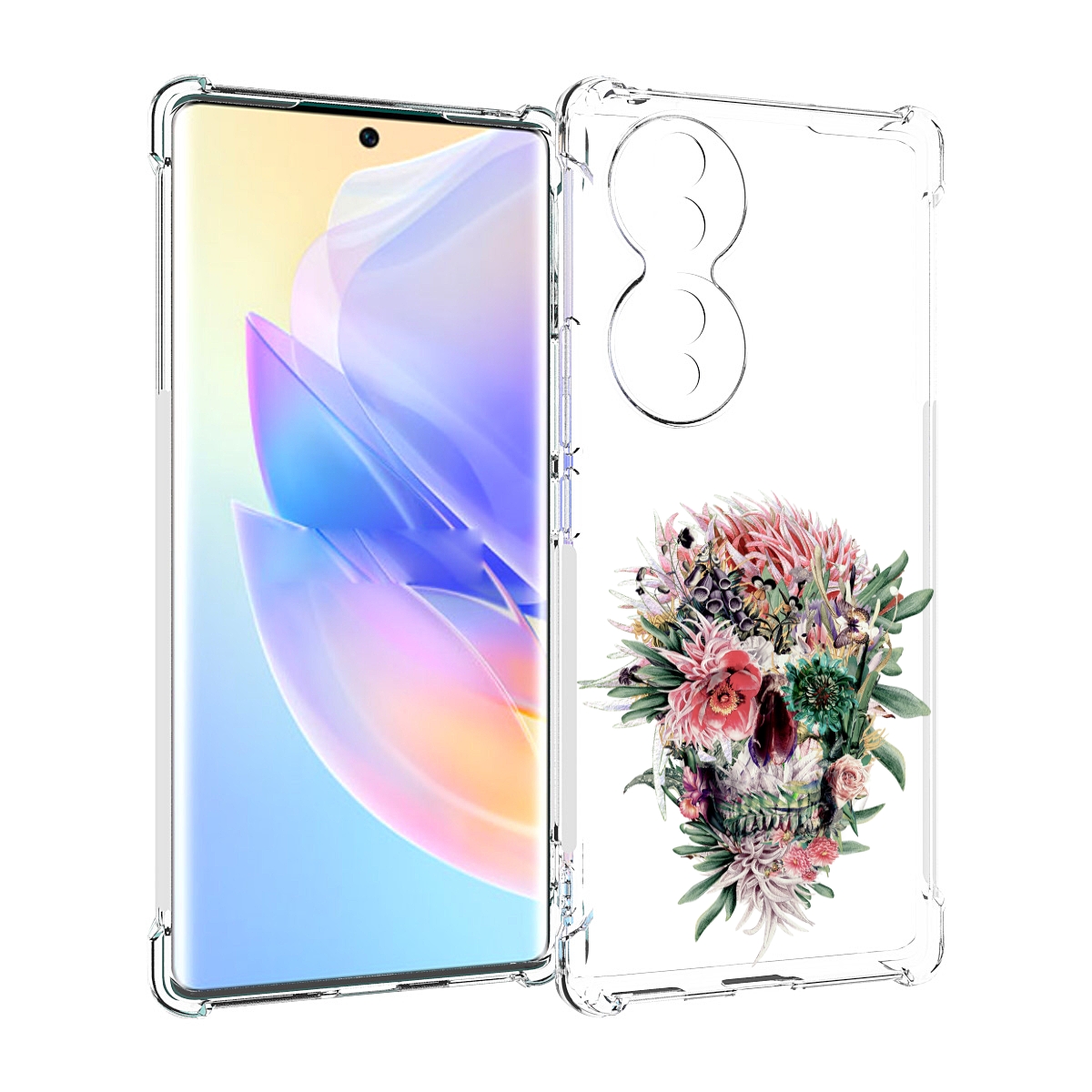 

Чехол MyPads череп из цветов для Honor 70, Прозрачный, Tocco