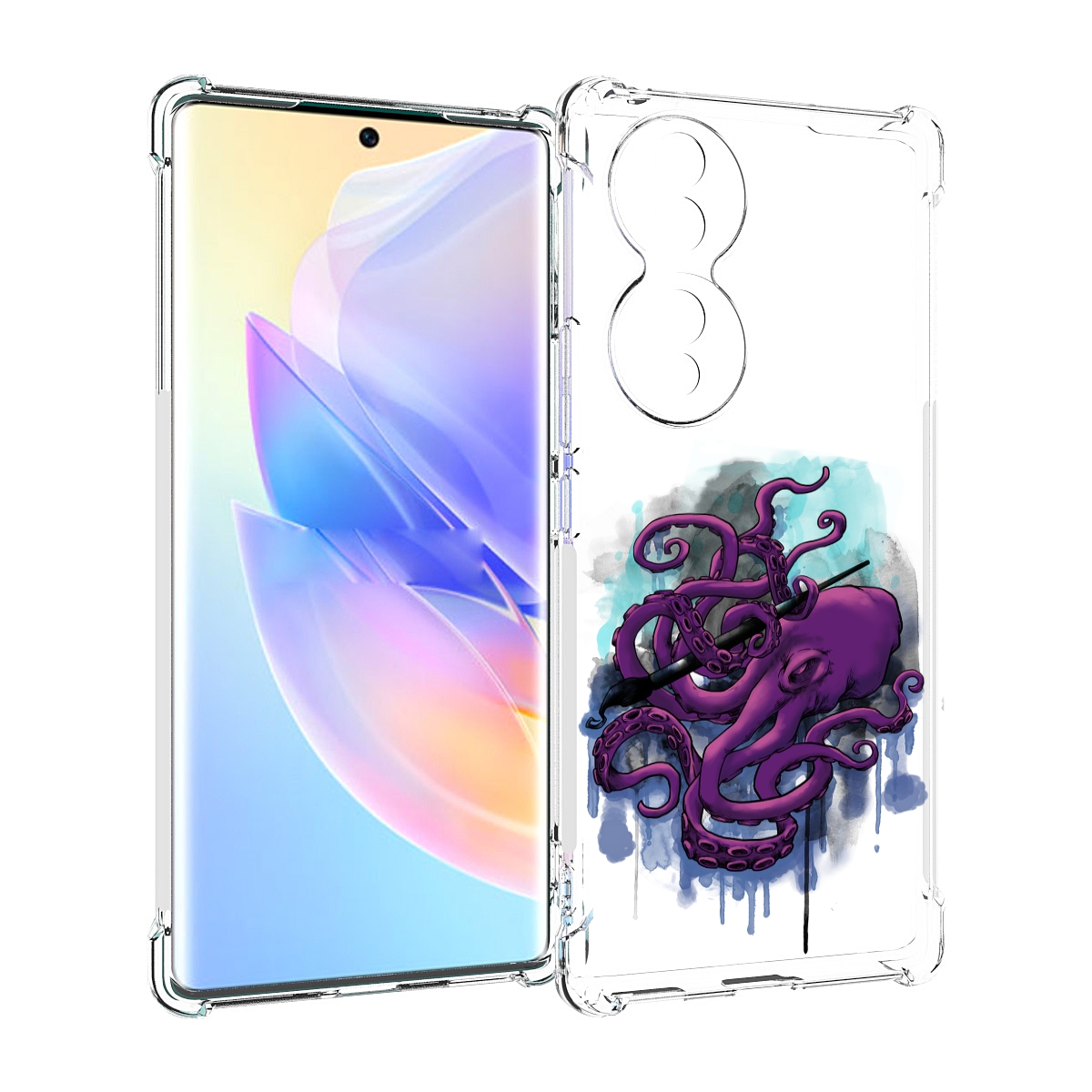 

Чехол MyPads фиолетовый осьминог для Honor 70, Прозрачный, Tocco