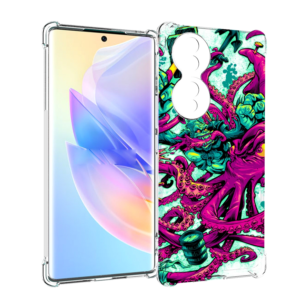 

Чехол MyPads фиолетовый кракен для Honor 70, Прозрачный, Tocco