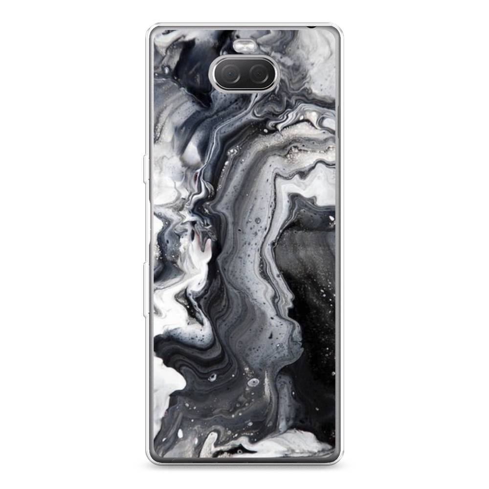 

Силиконовый чехол "Бело-черные сложные полосы" на Sony Xperia 10 Plus, 54150-3