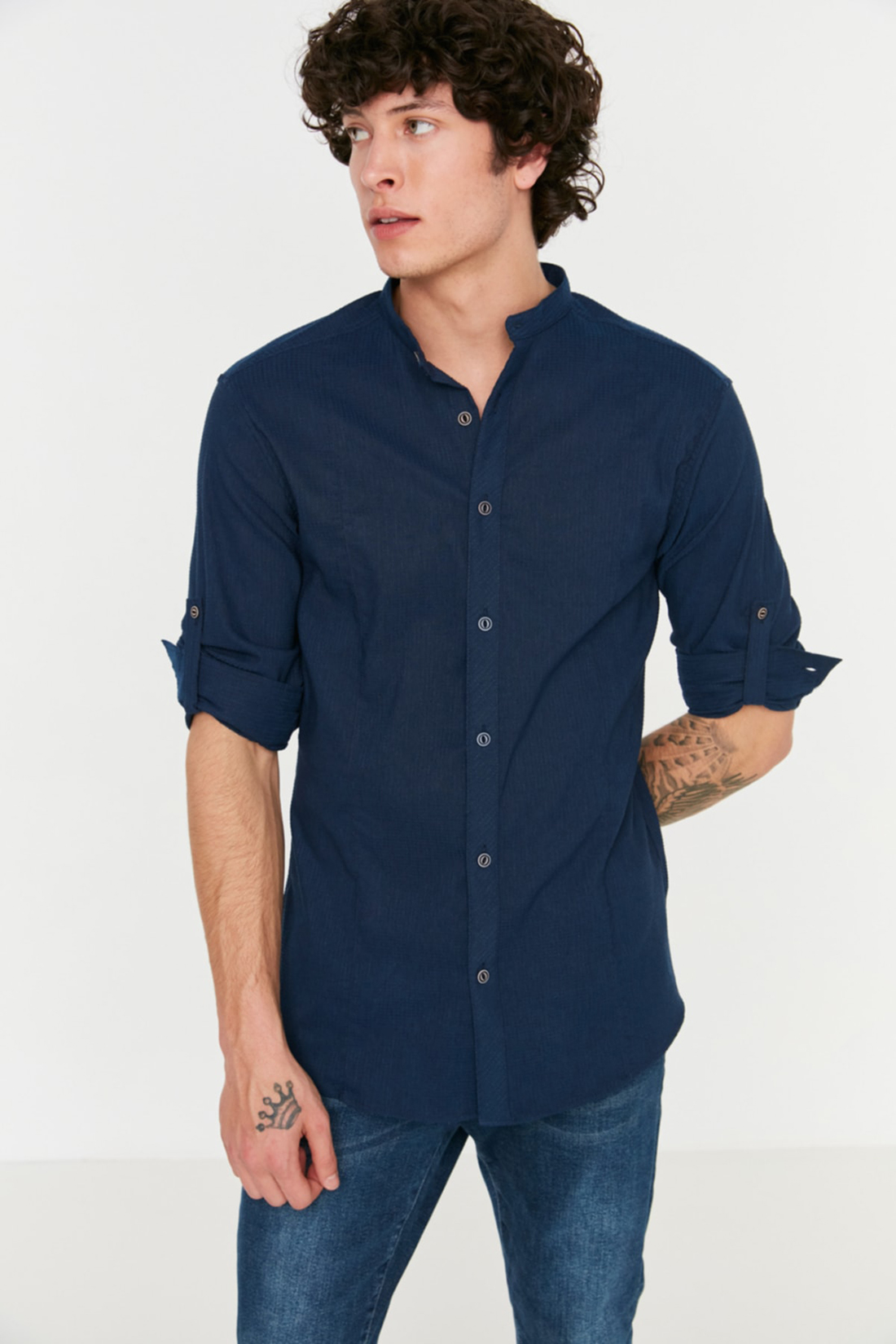Рубашка мужская Trendyol trendyol TMNSS20GO0121 синяя XL