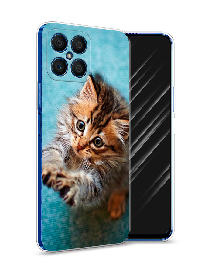 

Чехол Awog на Honor X8 "Котенок просит есть", Голубой;коричневый;белый, 6107650-2