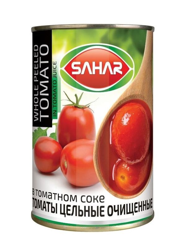 Томаты Sahar целые очищенные в томатном соке 400 г 151₽