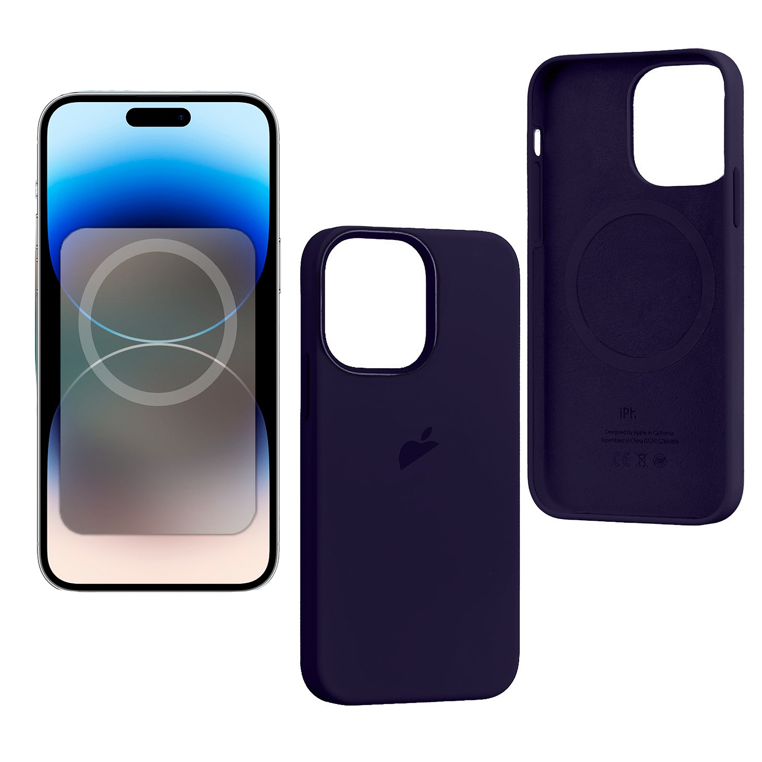 

Чехол iPhone 14 Pro Max Silicon Case Elderbery (MagSafe) c LOGO, фиолетовый (IS799356)