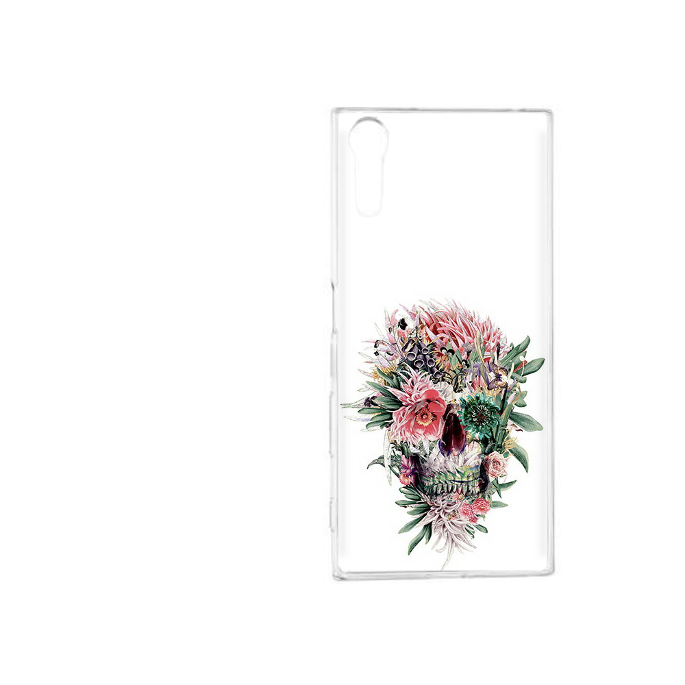 

Чехол MyPads Tocco для Sony Xperia XZ череп из цветов, Прозрачный, Tocco