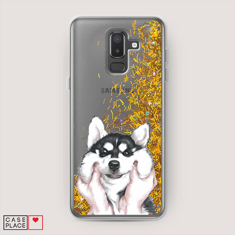 

Чехол Awog на Samsung Galaxy J8 "Щечки хаски", Серый, 26590-1