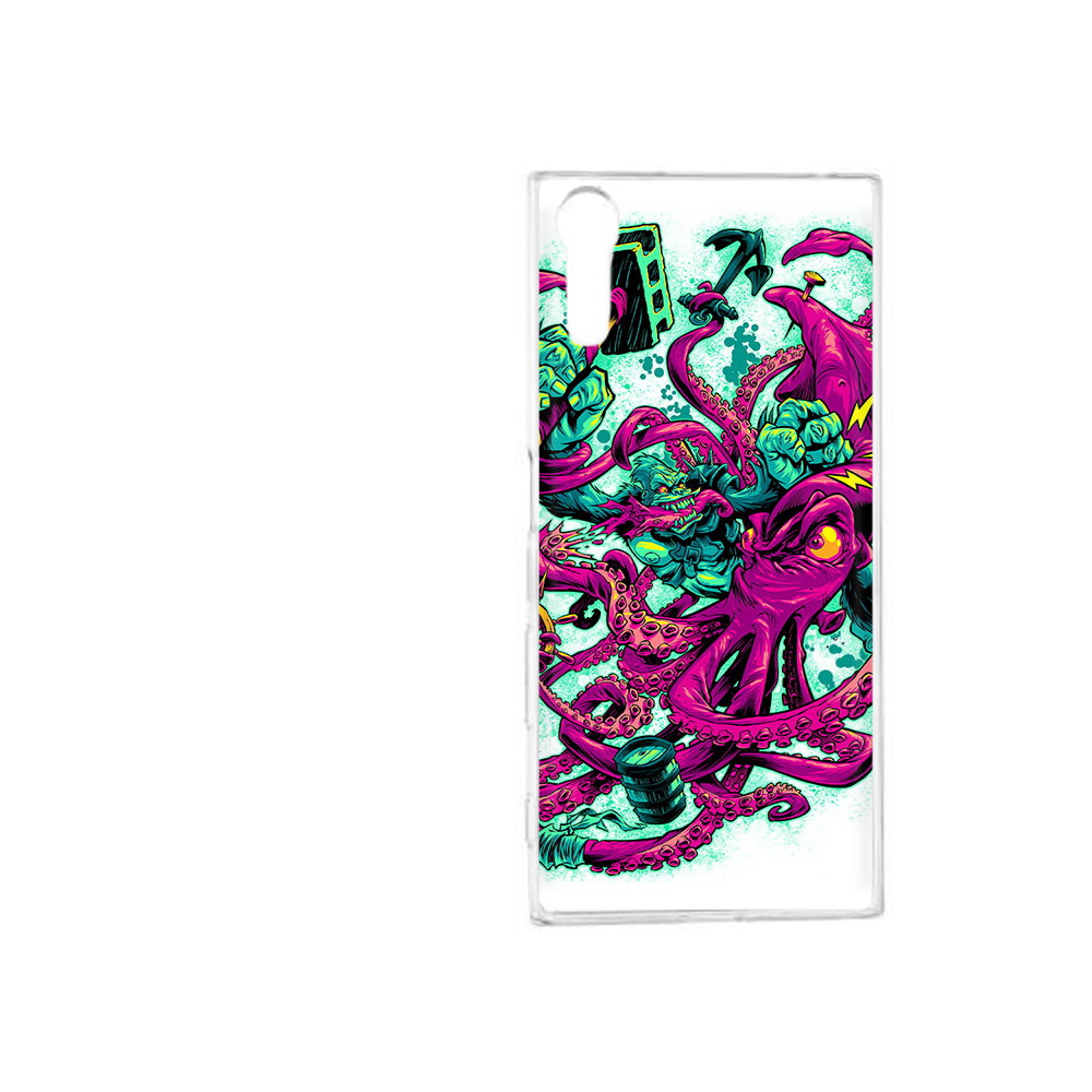

Чехол MyPads Tocco для Sony Xperia XZ фиолетовый кракен, Прозрачный, Tocco