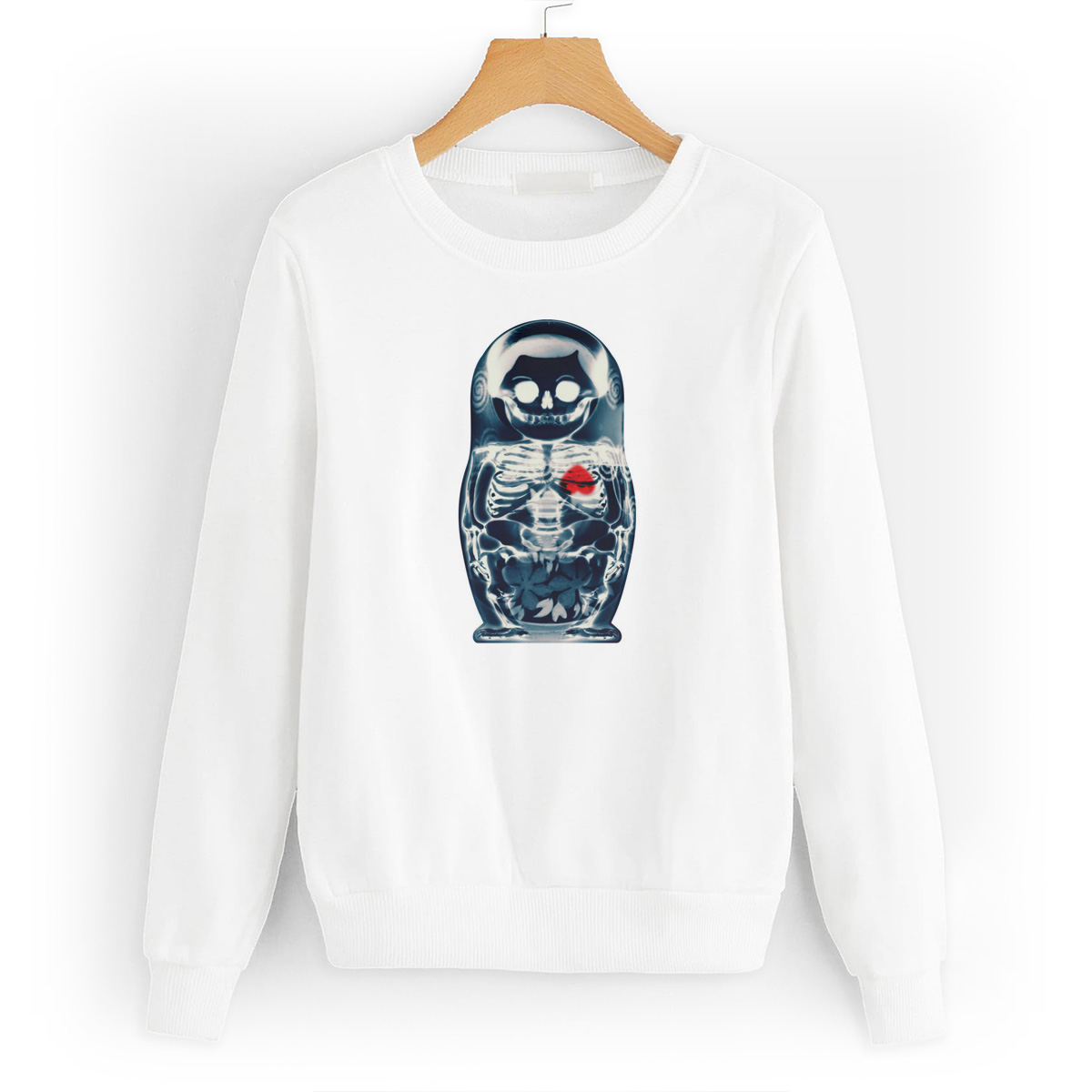 

Свитшот белый CoolPodarok Матрешка скелет рентген, 4W015807