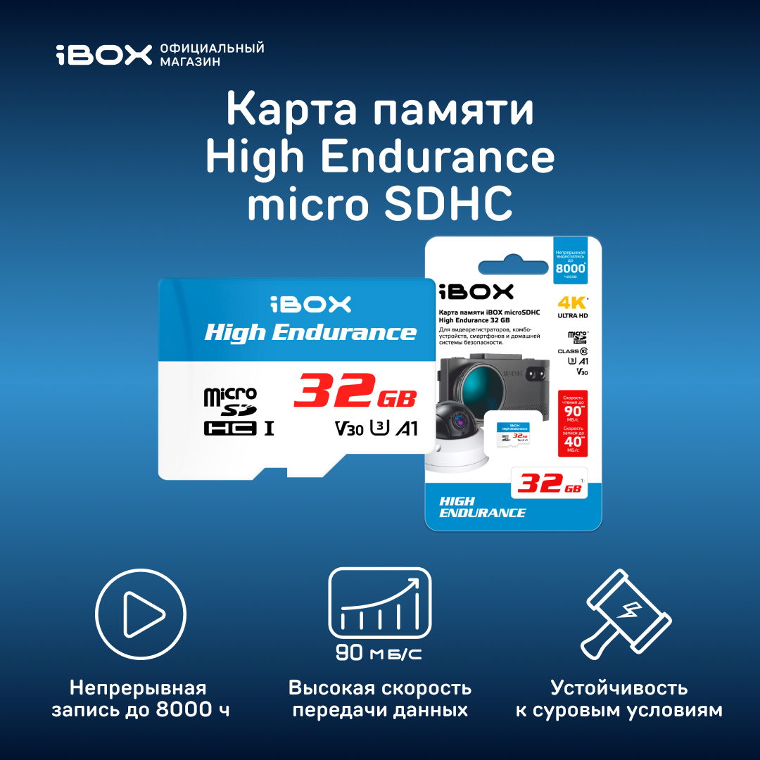 Карта памяти iBOX High Endurance Speed Card 32GB 90 Мб/с