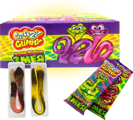 

Мармелад Crazy Gummy Мармеладная Змея 15 гр Упаковка 36 шт