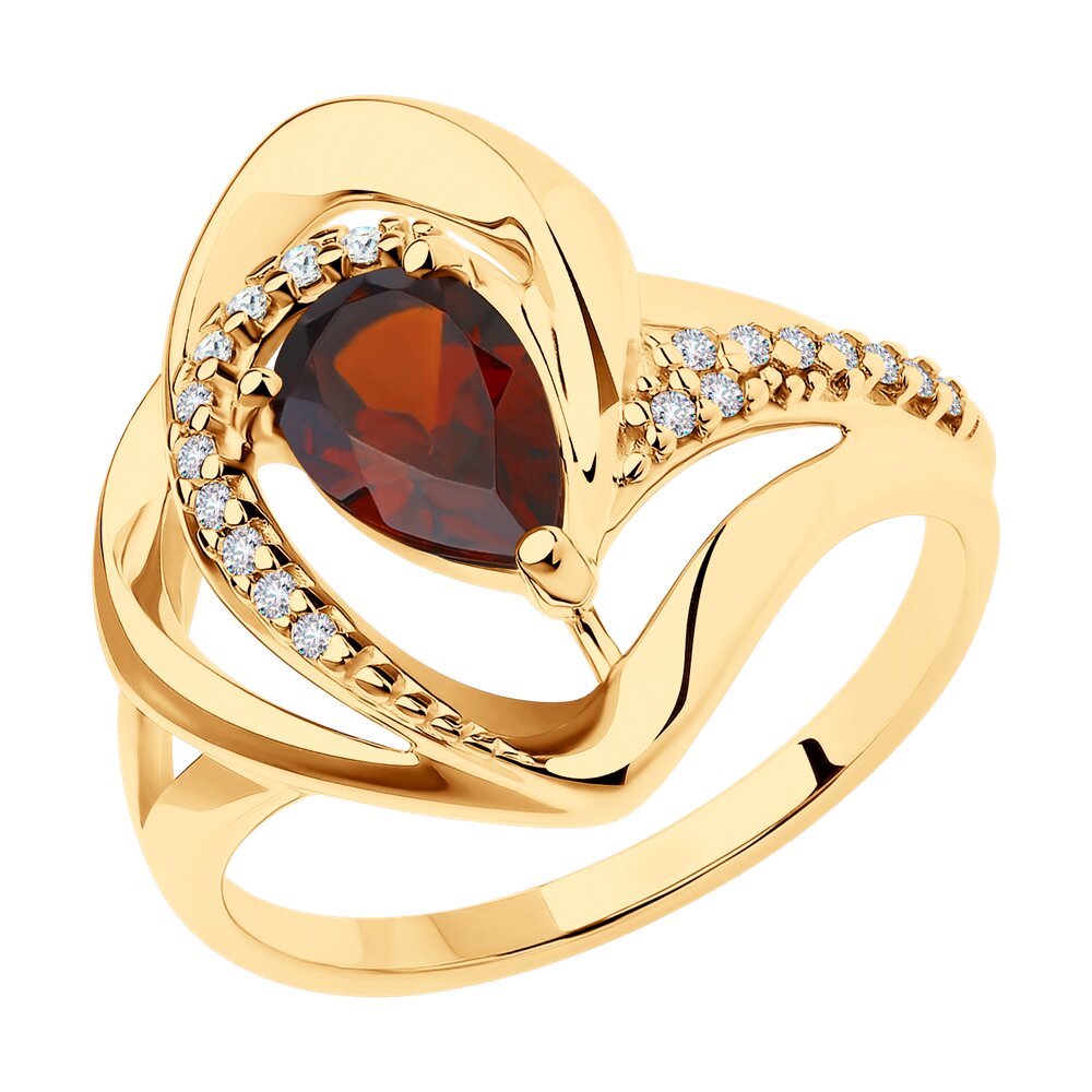 

Кольцо из серебра с фианитом/гранатом р.  Diamant 93-310-00630-2, 93-310-00630-2