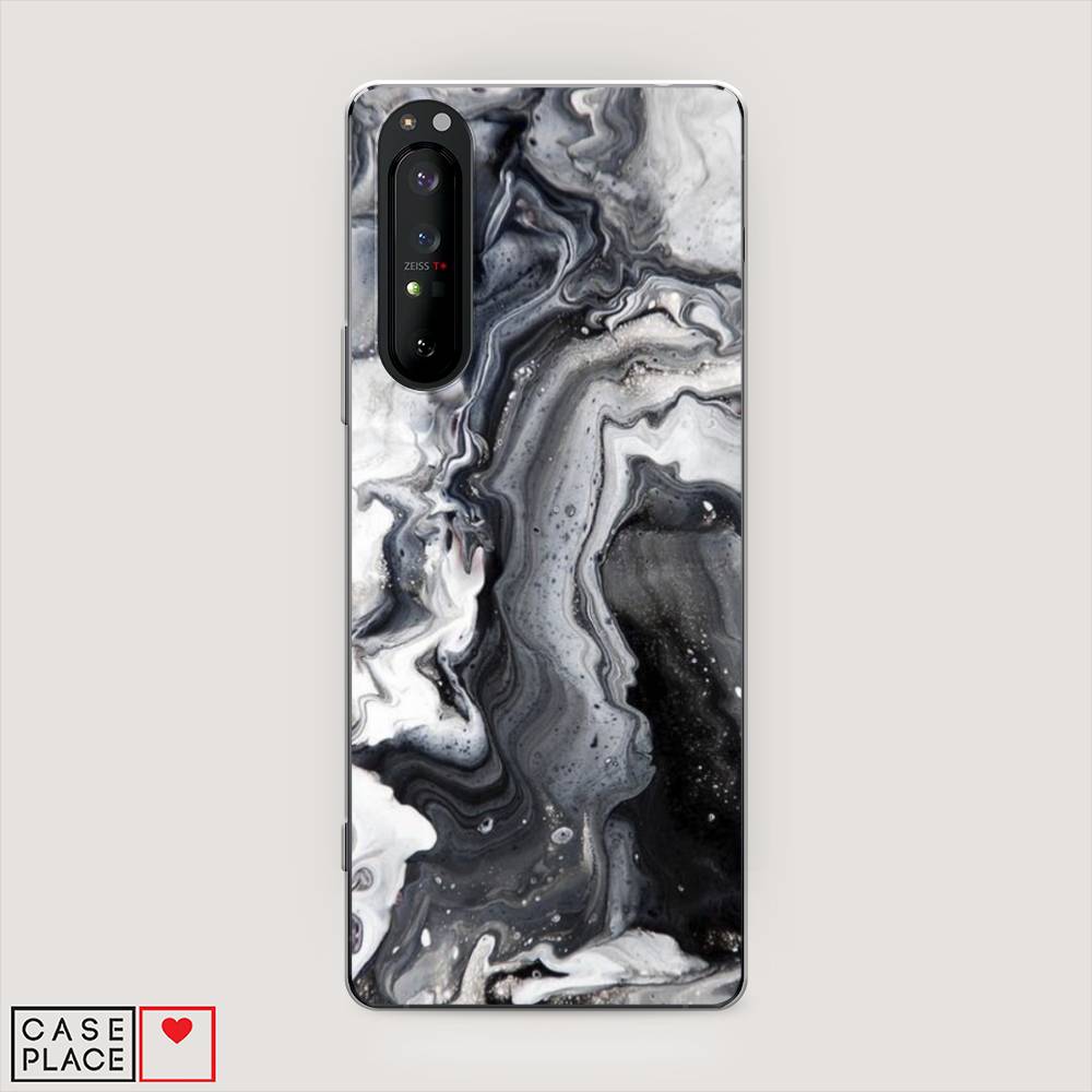 фото Силиконовый чехол "бело-черные сложные полосы" на sony xperia 1 ii awog