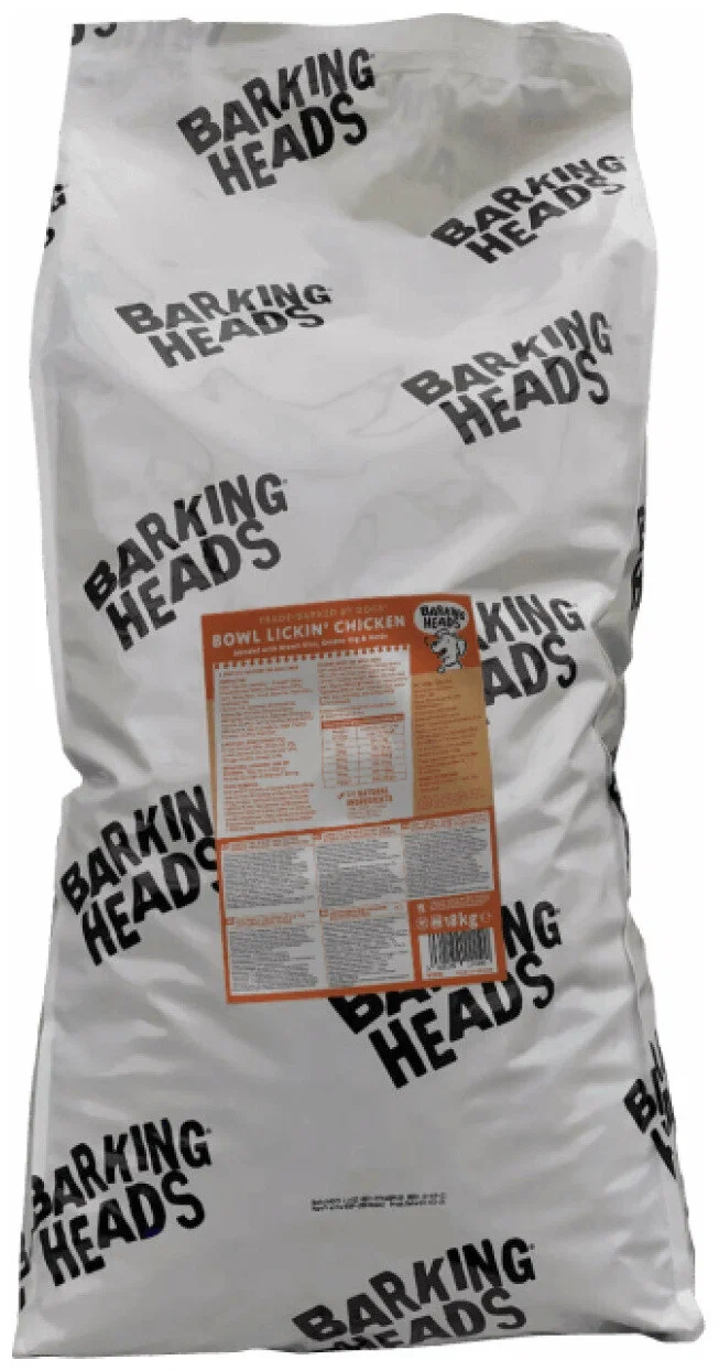 

Сухой корм для собак BARKING HEADS До последнего кусочка, курица, рис, 2шт по 18кг