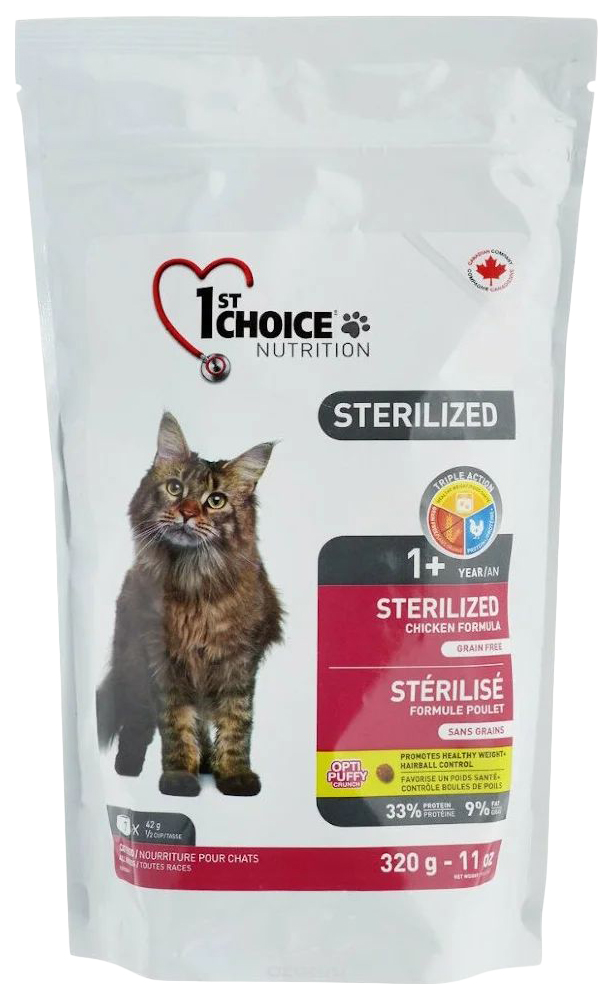 

Сухой корм для кошек 1st Choice Adult Sterilized с курицей и картофелем, 320 г, 2 шт