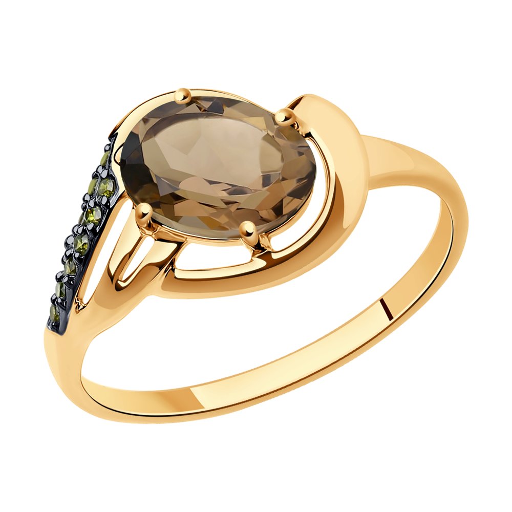 

Кольцо из красного золота с фианитом/раухтопазом р. 17,5 SOKOLOV 716603, 716603