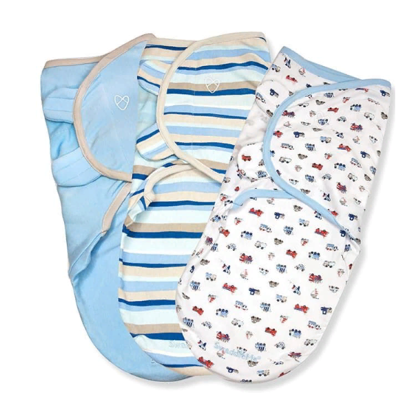 

Конверт на липучке Swaddleme, размер S/M, 3шт., голубой/машинки