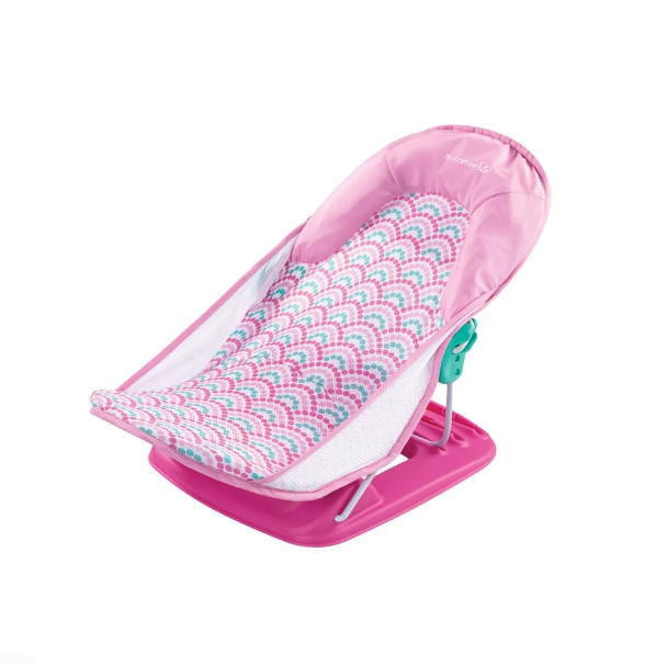 

Лежак с подголовником для купания Deluxe Baby Bather, розовый/волны