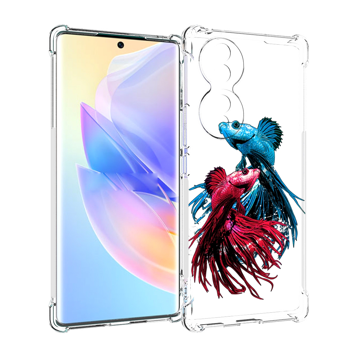 

Чехол MyPads рыбы петушки для Honor 70, Прозрачный, Tocco