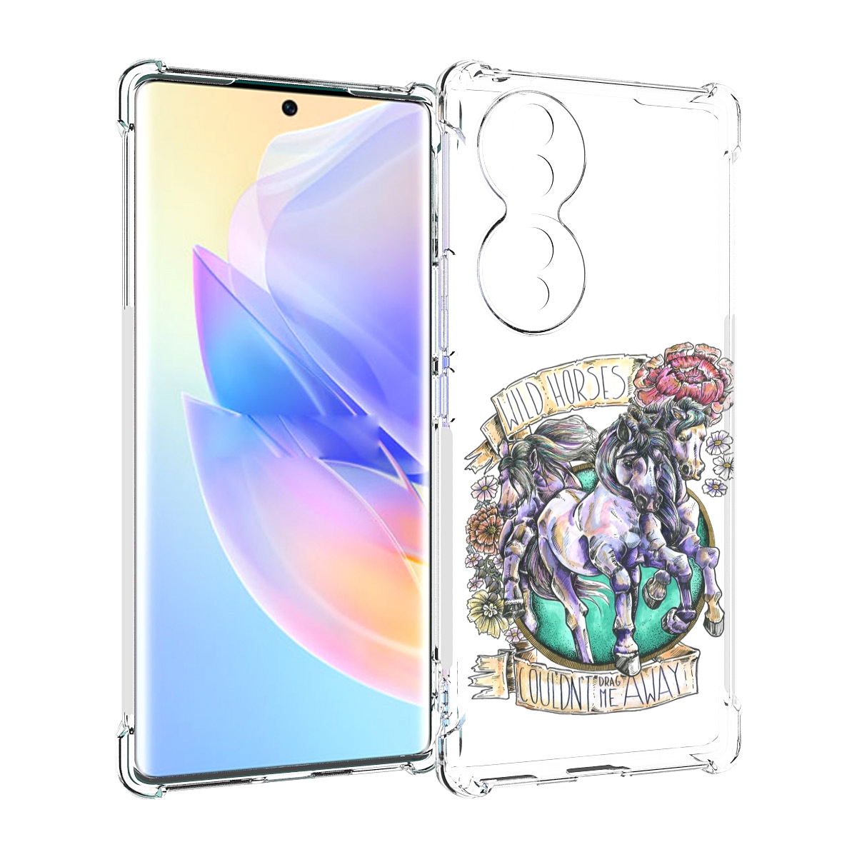 

Чехол MyPads рисунок коней в цветах для Honor 70, Прозрачный, Tocco