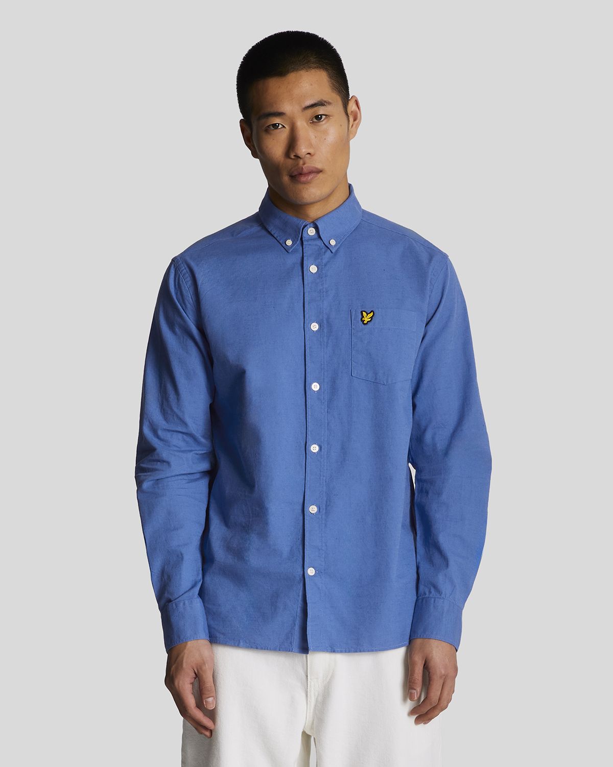 Рубашка мужская Lyle&Scott Cotton Linen Button Down Shirt синяя S