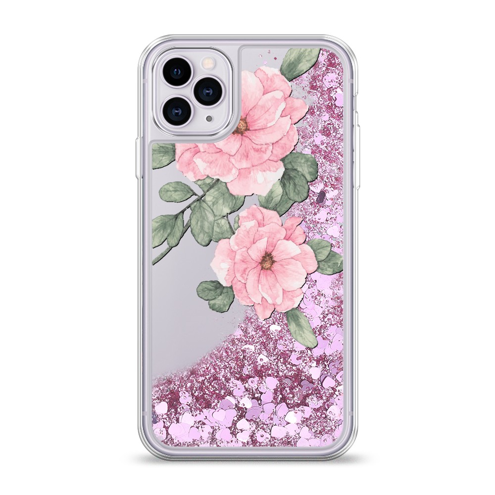 

Жидкий чехол с блестками "Акварельные розовые цветы" на Apple iPhone 11 Pro, 12394-1