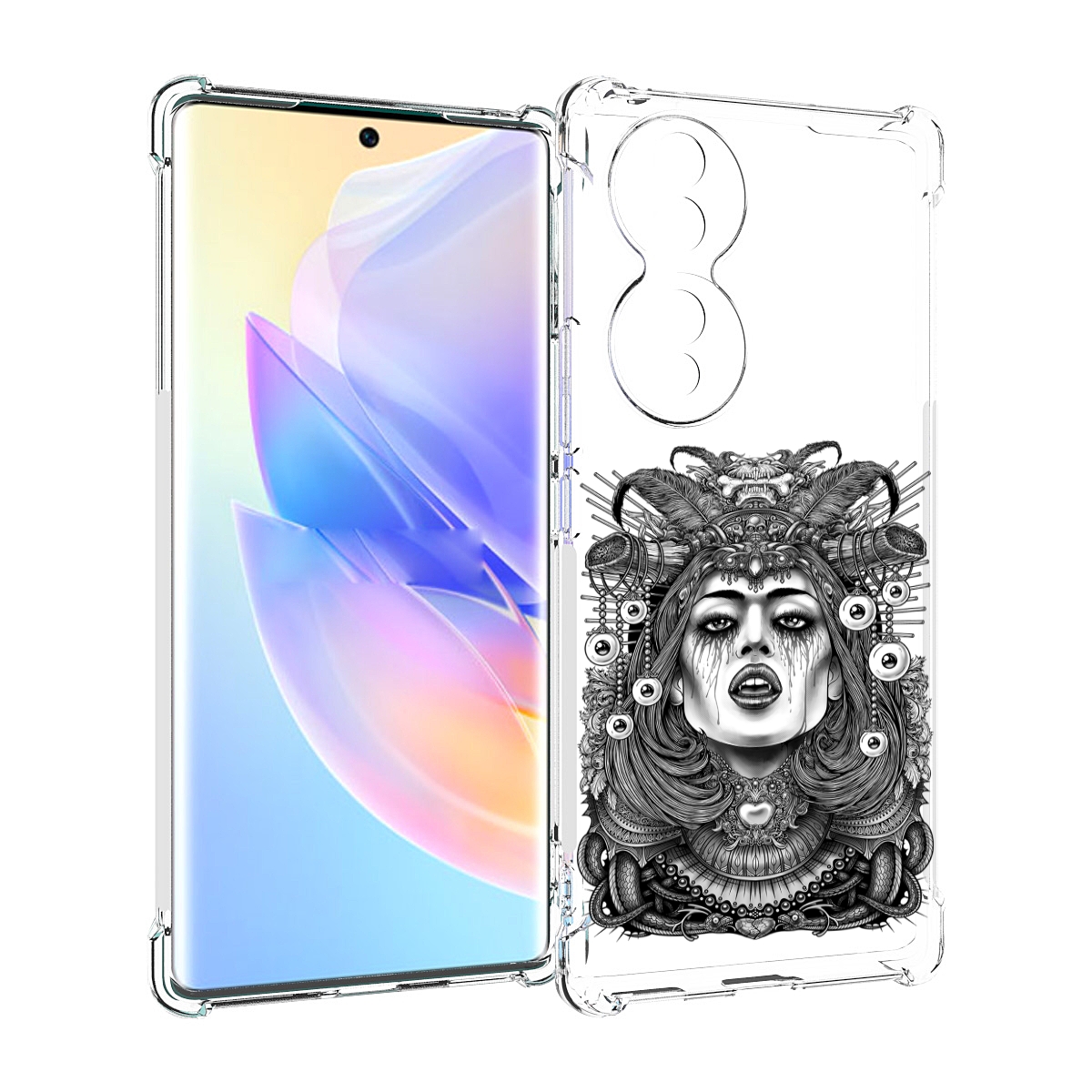 

Чехол MyPads портрет девушки черно белый для Honor 70, Прозрачный, Tocco