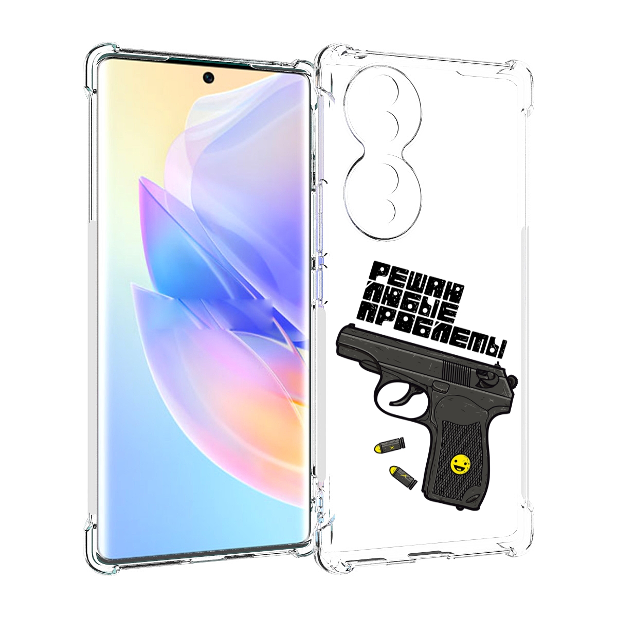 

Чехол MyPads пистолет против проблем для Honor 70, Прозрачный, Tocco
