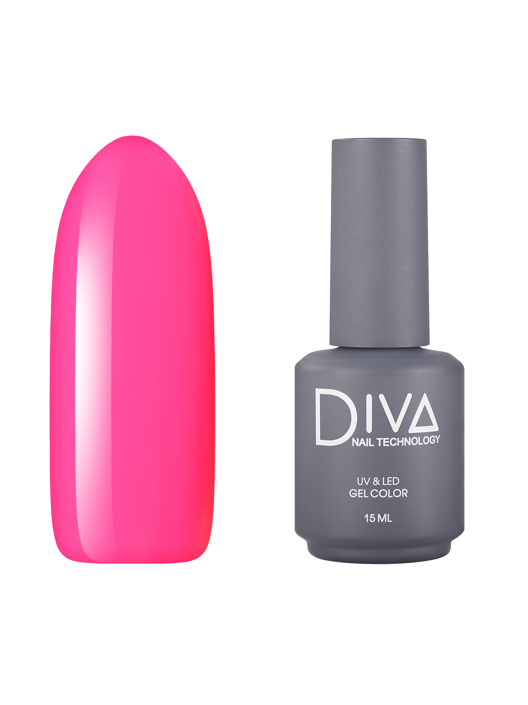 Гель-лак для ногтей Diva Nail Technology плотный яркий насыщенный розовый 15 мл
