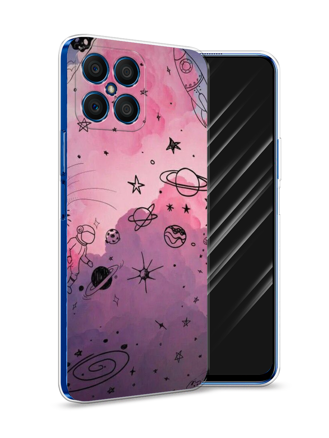 

Чехол Awog на Honor X8 "Радуга планет 3", Черный;розовый, 6107650-4