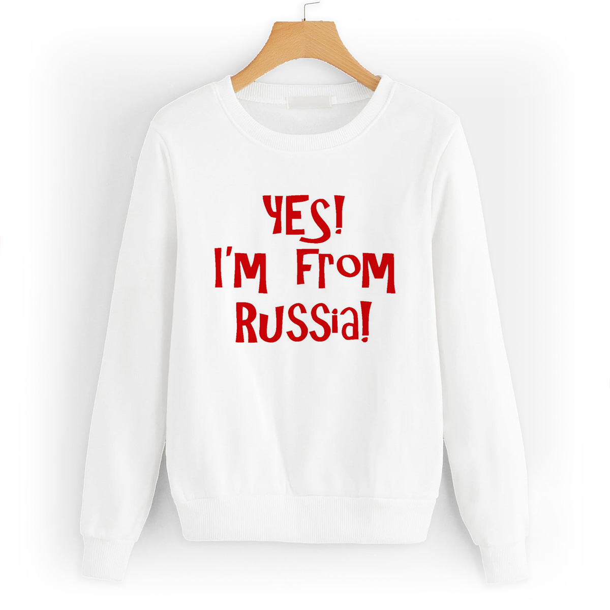 

Свитшот белый CoolPodarok Yes Im frm Russia (да я из России), W0113179