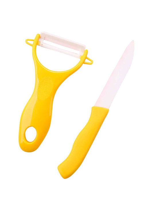 фото Набор керамический нож и овощечистка (цвет: жёлтый ) markethot