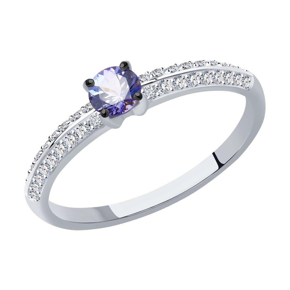 

Кольцо из белого золота с бриллиантом/танзанитом р.  SOKOLOV Diamonds 6014221-3, 6014221-3