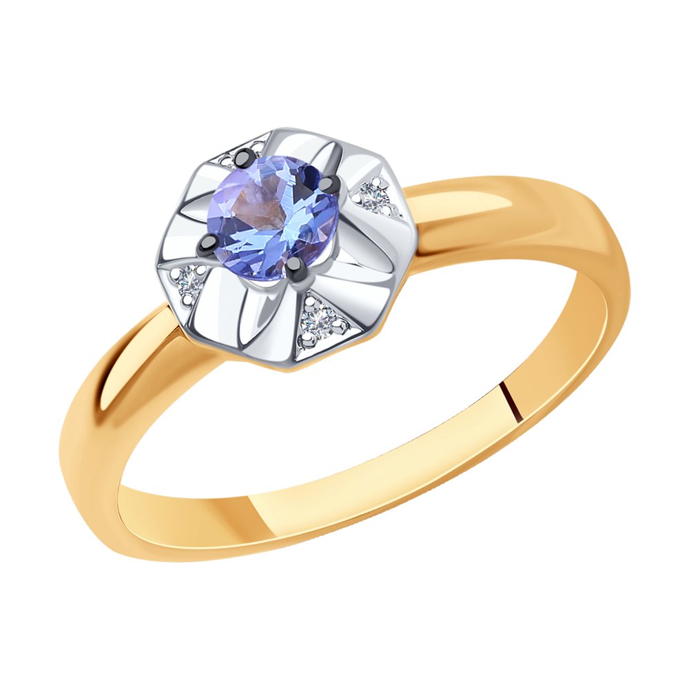 

Кольцо из красного золота с бриллиантом/танзанитом р. 18 SOKOLOV Diamonds 6014052, 6014052