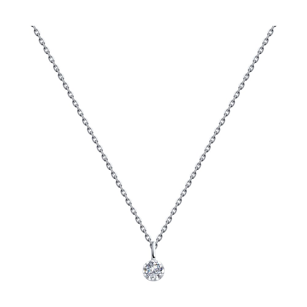

Колье из белого золота 42 см SOKOLOV Diamonds 1070168, бриллиант, 1070168