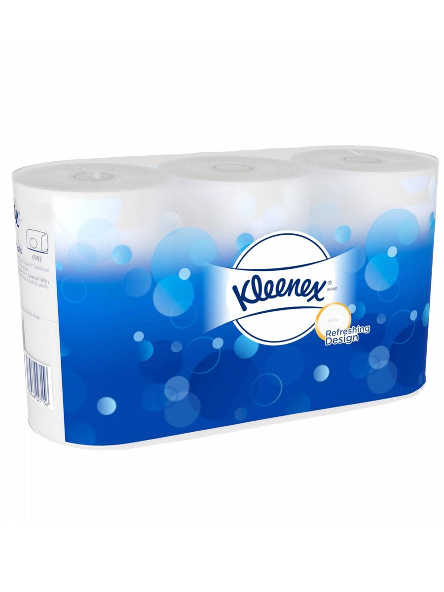 фото Туалетная бумага kleenex refreshing design, 2-сл, 12х9.8 см, 600 л, 6 рул/уп