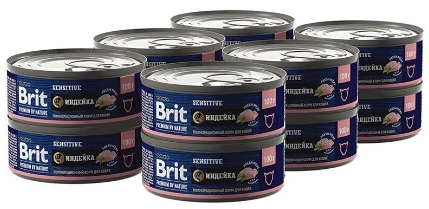 

Консервы для кошек BRIT PREMIUM BY NATURE CAT с индейкой, 12шт по 100г, Premium