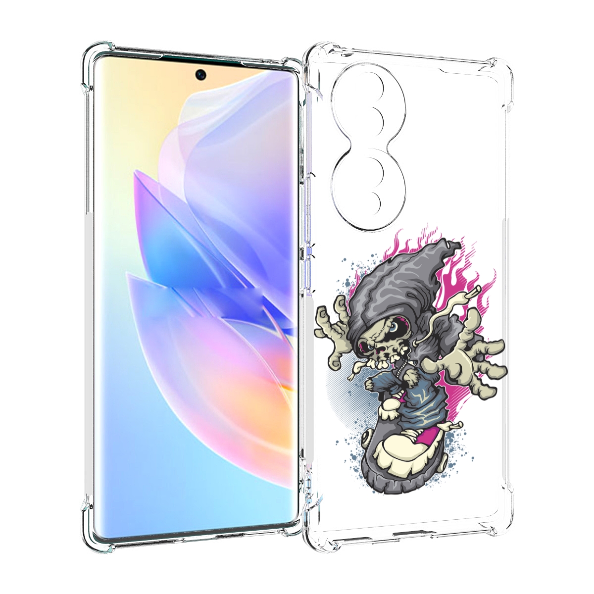 

Чехол MyPads нарисованный скелет на скейт борде для Honor 70, Прозрачный, Tocco