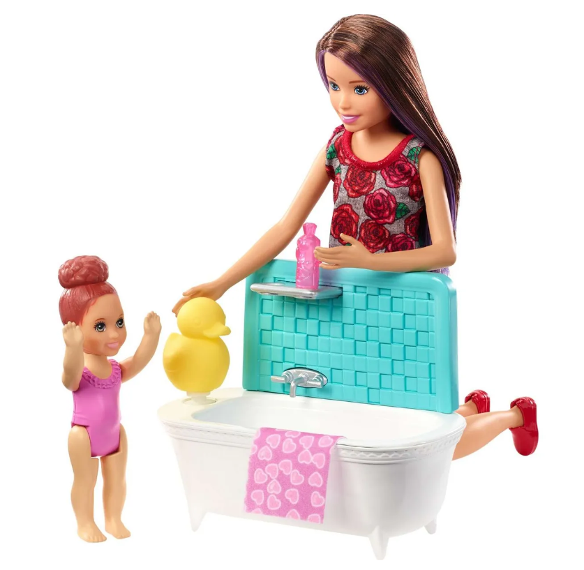 Набор Barbie Няня Купание FXH05 Барби набор нордпласт чайной посудки barbie 18 предметов в пакете