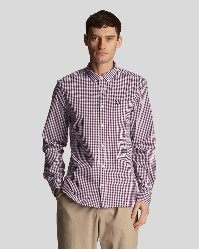 Рубашка мужская Lyle & Scott LS Slim Fit Gingham Shirt бордовая 2XL