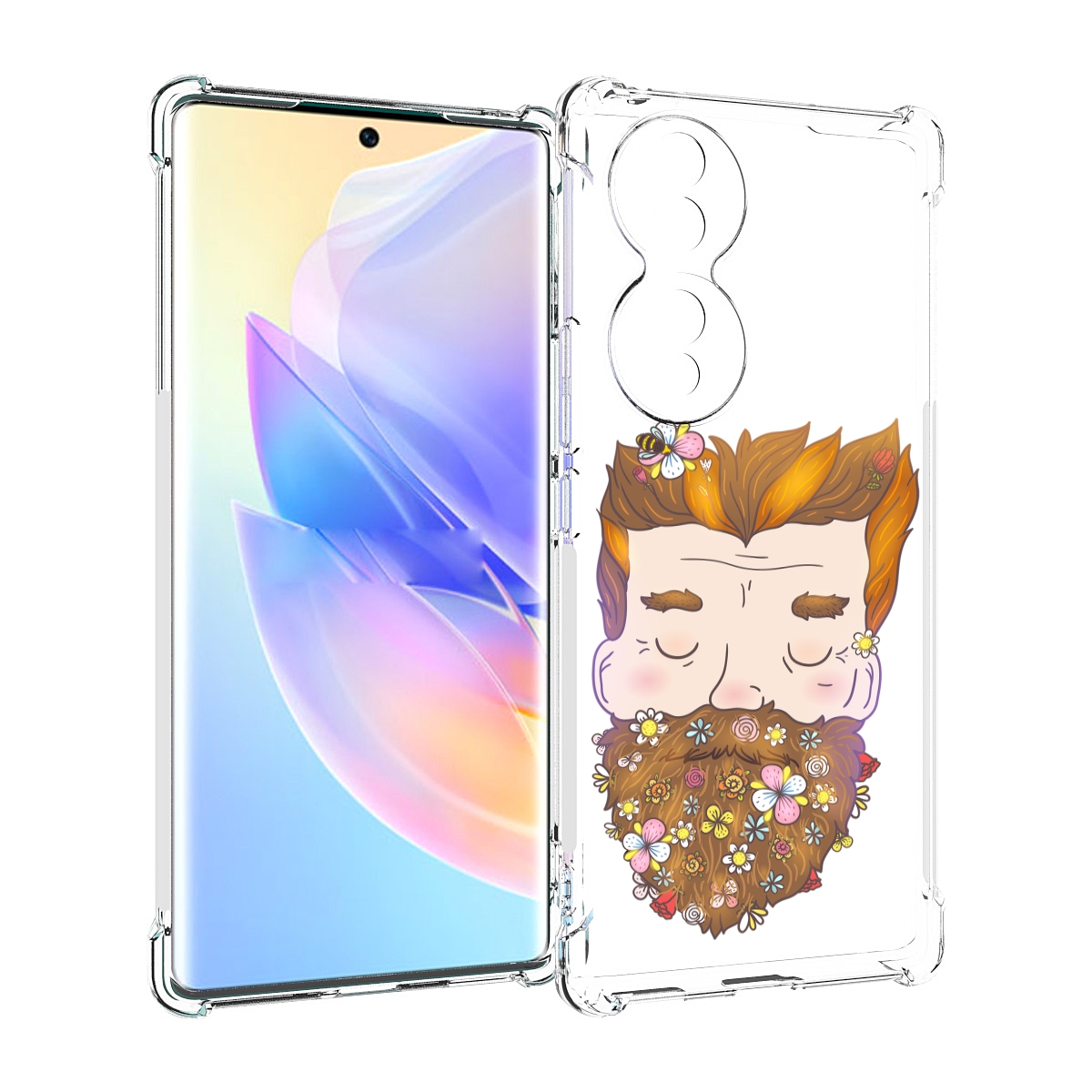 

Чехол MyPads мужчина с цветами в бороде для Honor 70, Прозрачный, Tocco