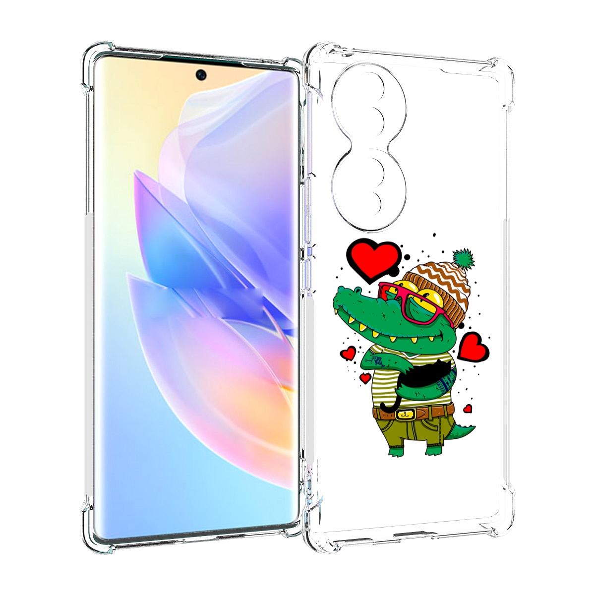 

Чехол MyPads Влюбленный крокодил для Honor 70, Прозрачный, Tocco