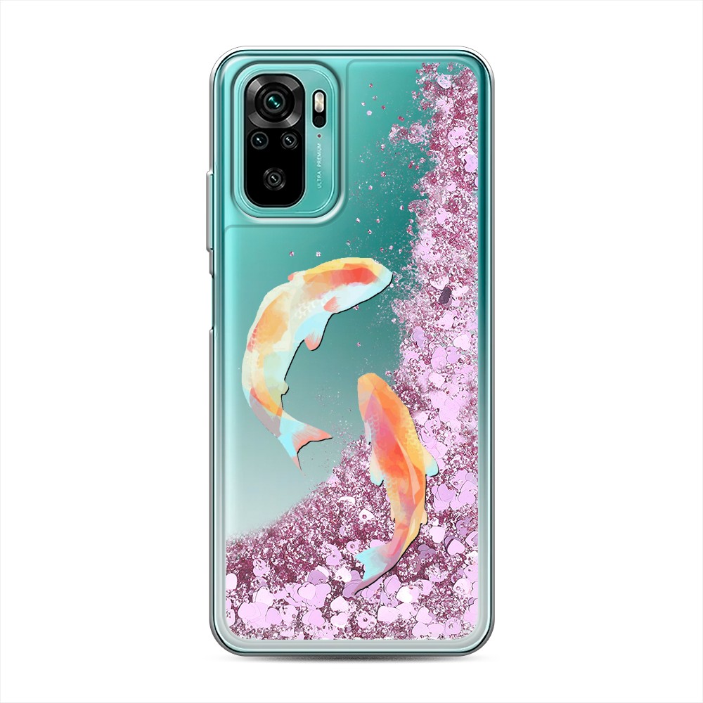 

Жидкий чехол с блестками "Акварельные карпы" на Xiaomi Redmi Note 10