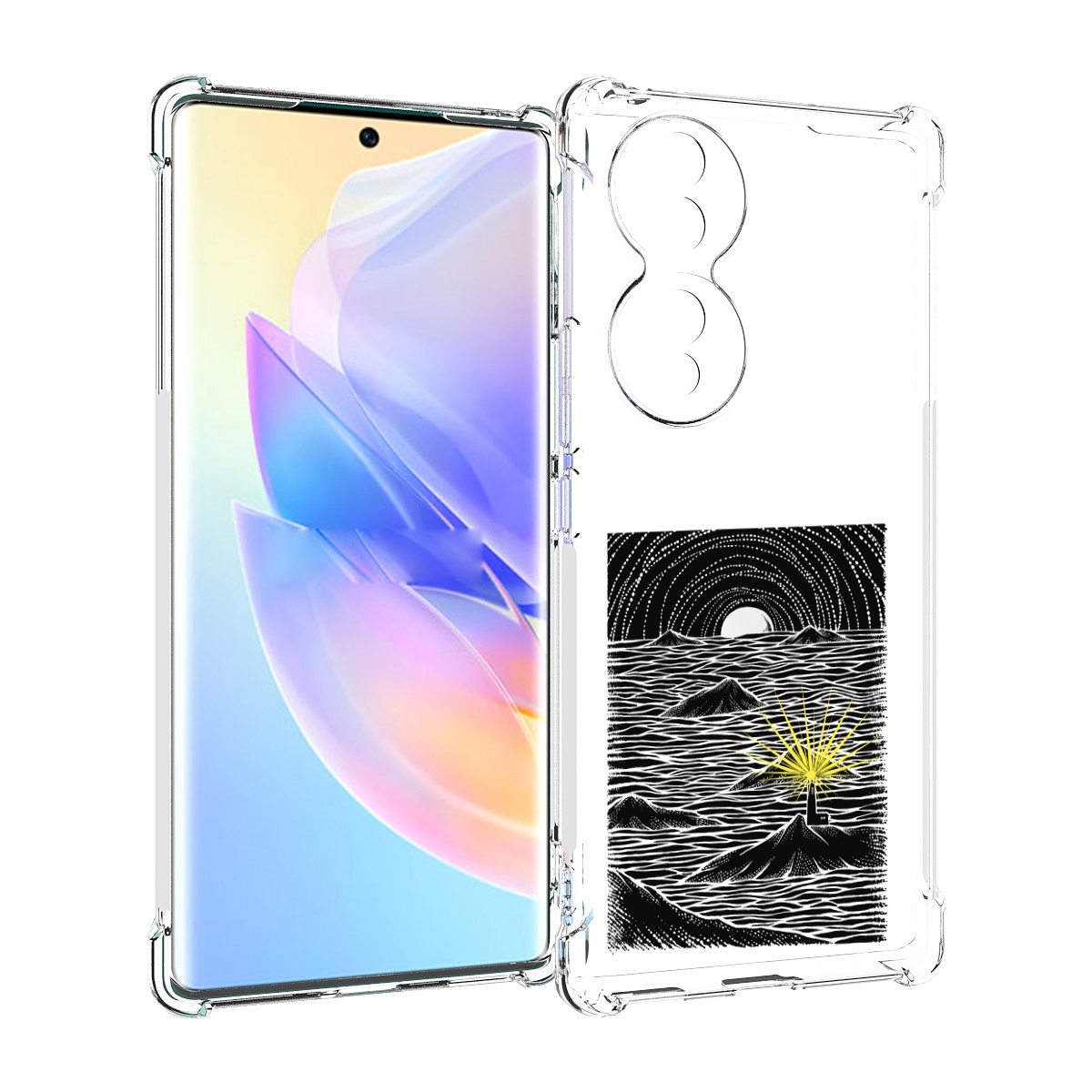 

Чехол MyPads маяк в черно белом море для Honor 70, Прозрачный, Tocco