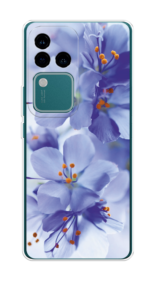 

Чехол на Vivo V30 Pro/S18 Pro "Фиолетовые цветки", Фиолетовый;синий, 2610050-1