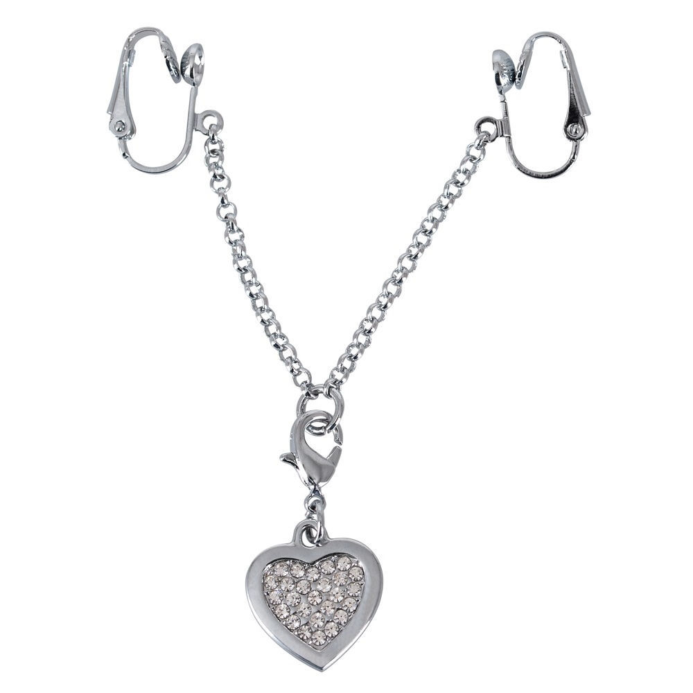 фото Зажимы для половых губ orion intimate heart-shaped chain серебристые