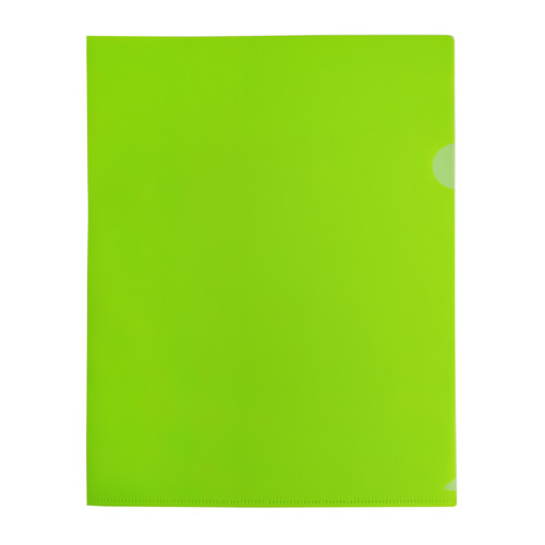 фото Упаковка папок-уголков бюрократ double neon dneclett, a4, пластик, 0.18мм, салатовый