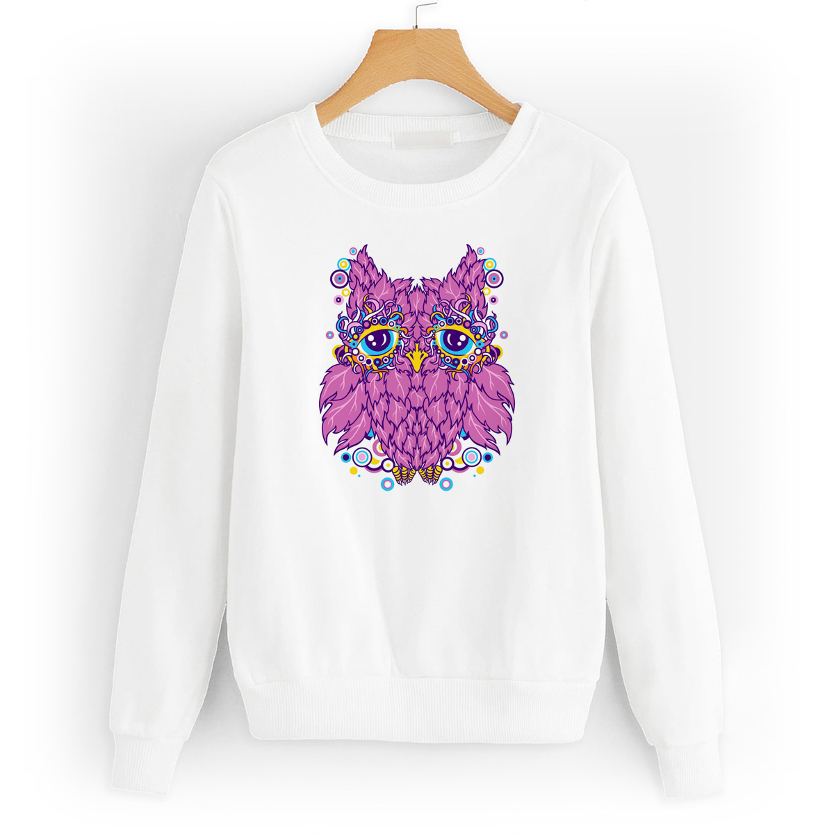 

Свитшот белый CoolPodarok Иллюстрация. Фиолетовая сова, W0151424