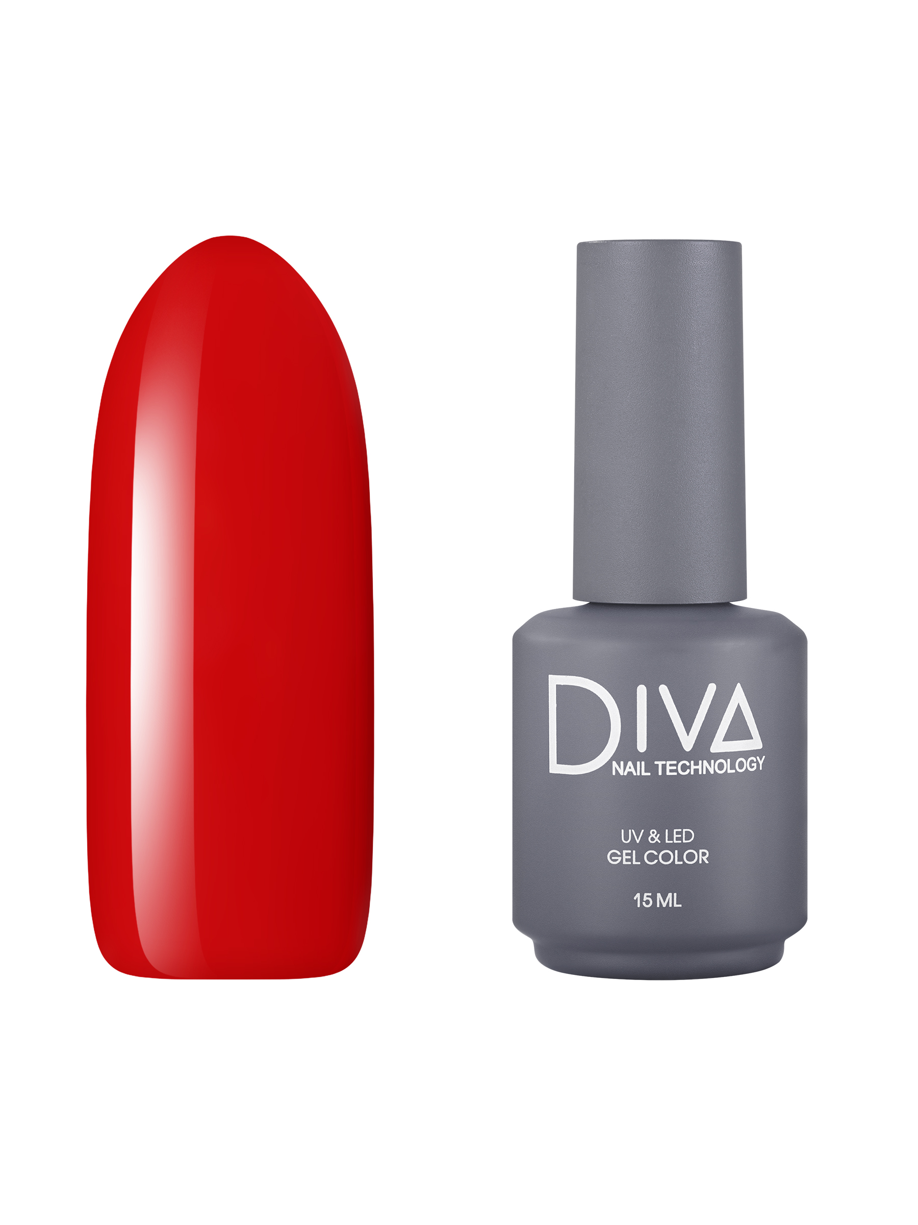 Гель-лак для ногтей Diva Nail Technology плотный светлый насыщенный красный 15 мл