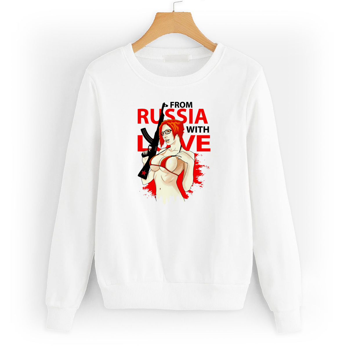 

Свитшот белый CoolPodarok Прикол. Девушка From russia, W0151373